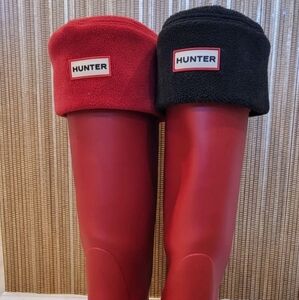 Women's Hunter Red Rain Boots WITH Red/Black Socks